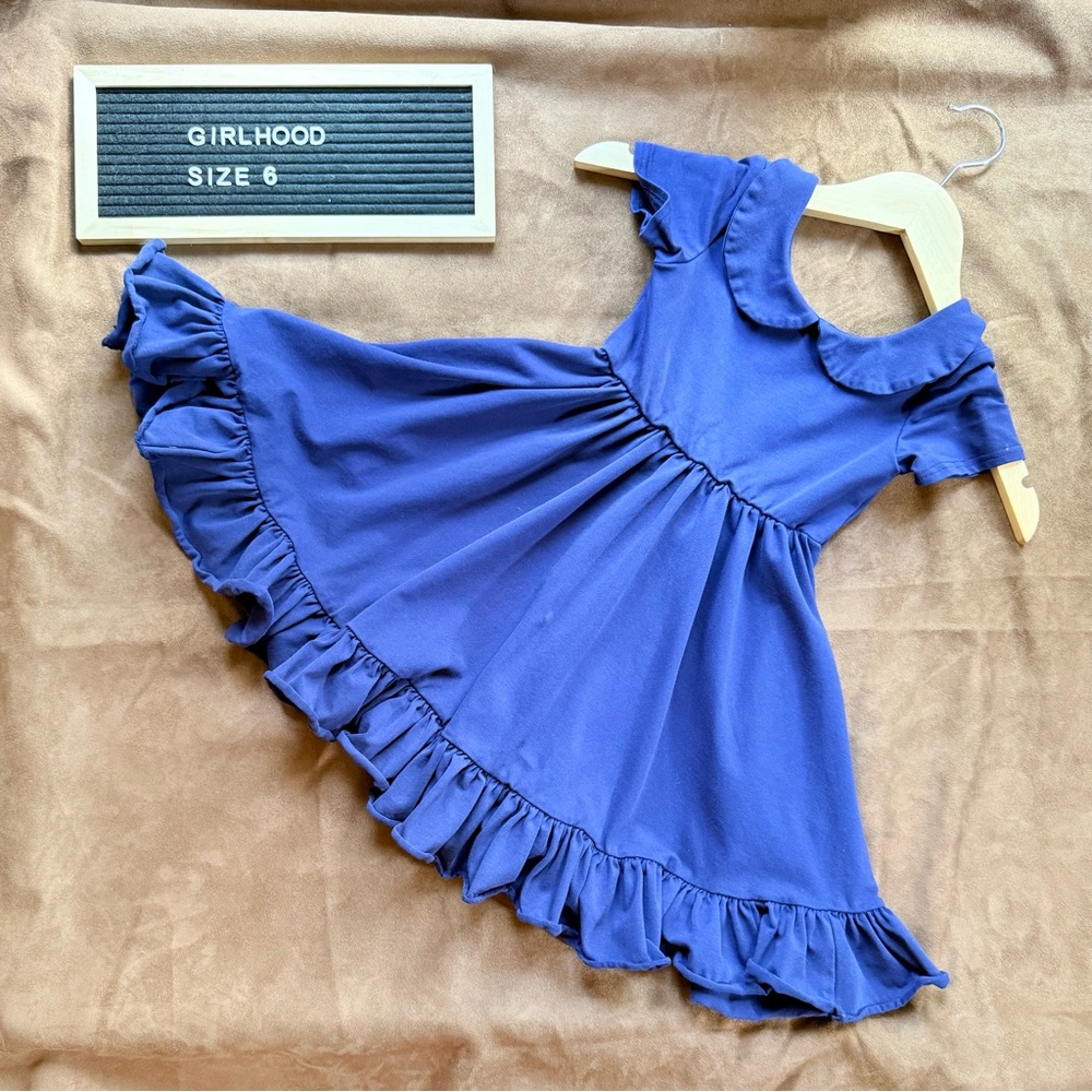 Girlhood Navy Twirl Dress with Peter Pan Collar